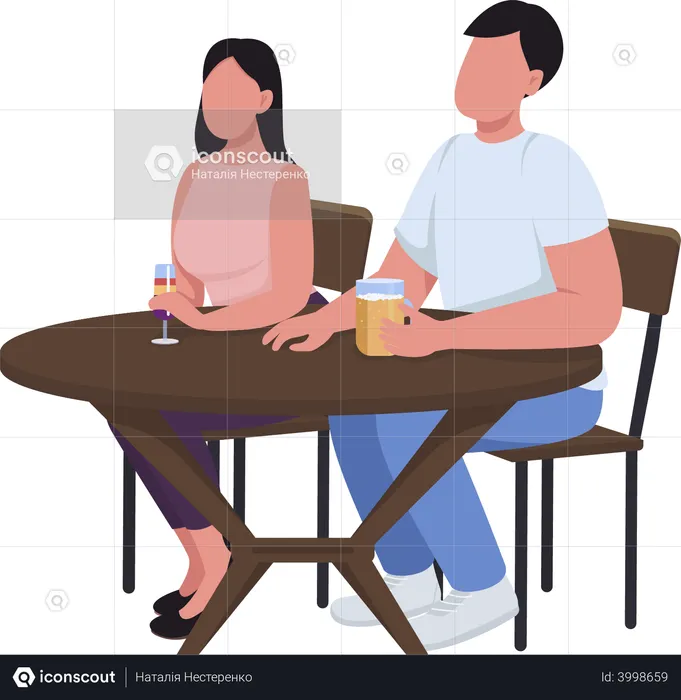 Couple at bar  Illustration