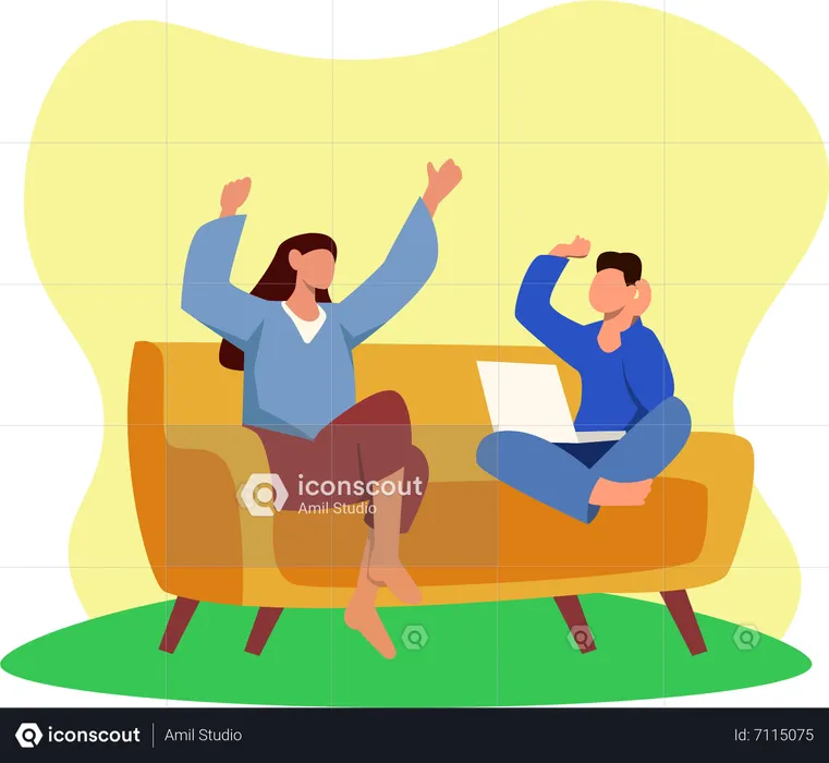 Couple at home  Illustration