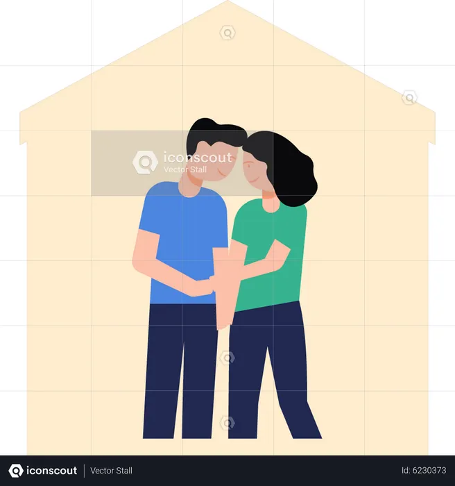 Couple at home due to Covid lockdown  Illustration