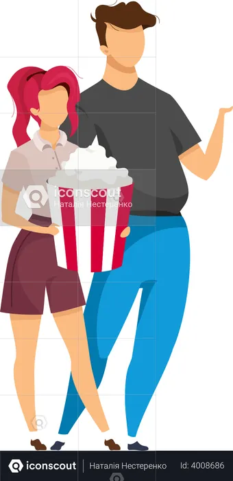 Couple at movie date  Illustration