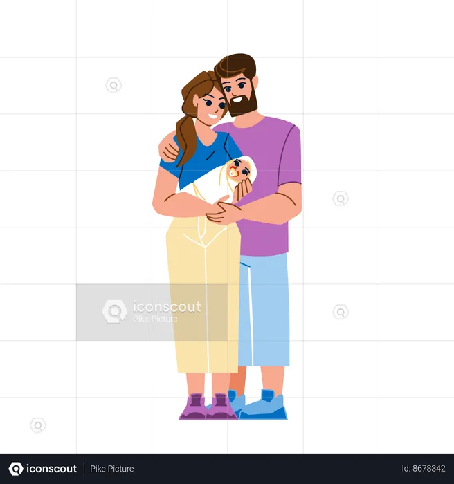 Couple avec nouveau-né  Illustration