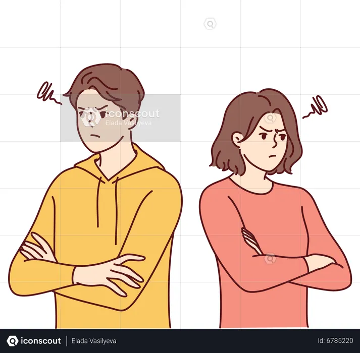 Couple avoiding each other after fight  Illustration