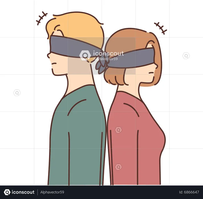 Couple blindfolded  Illustration
