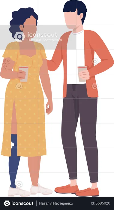 Couple buvant du café ensemble  Illustration