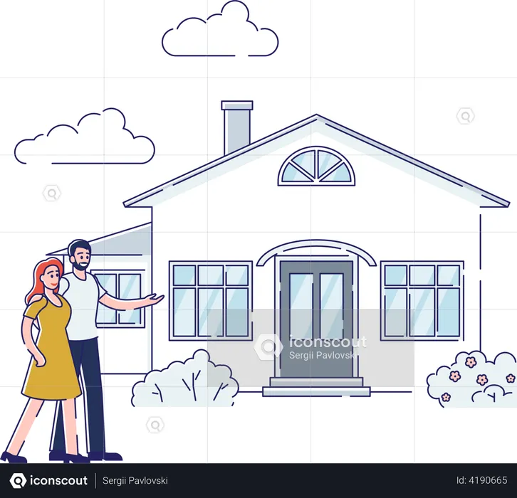 Couple buy house  Illustration