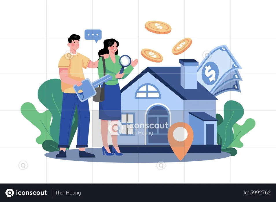 Couple buying a new house  Illustration