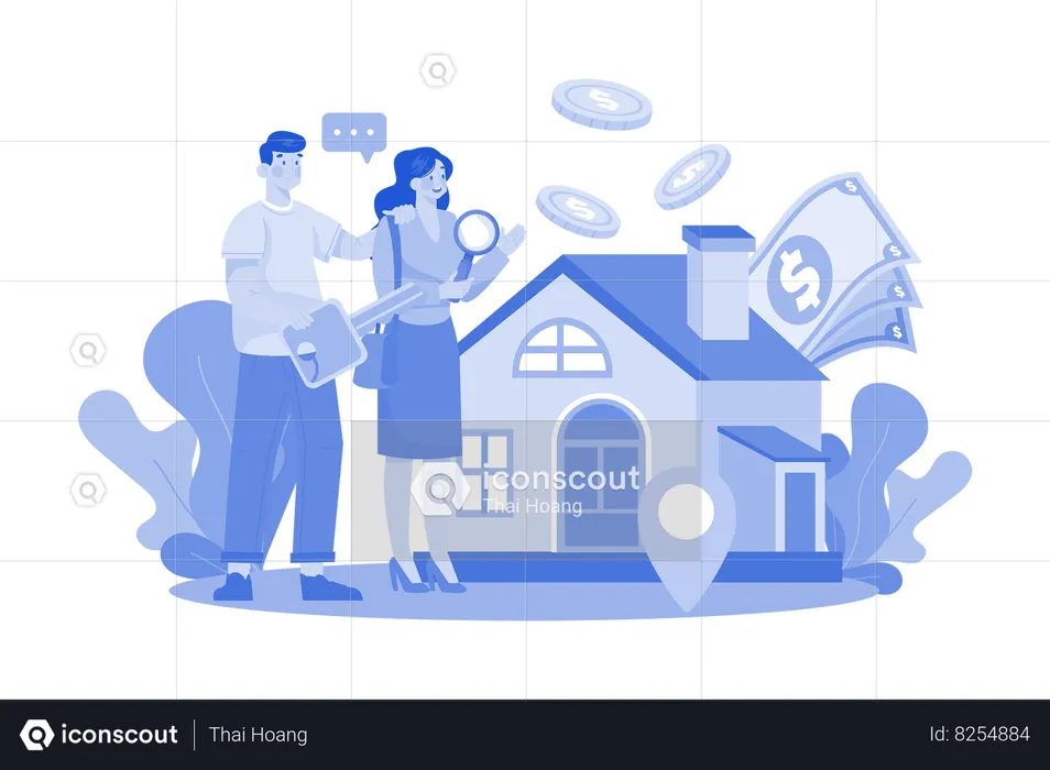 Couple Buying A New House  Illustration