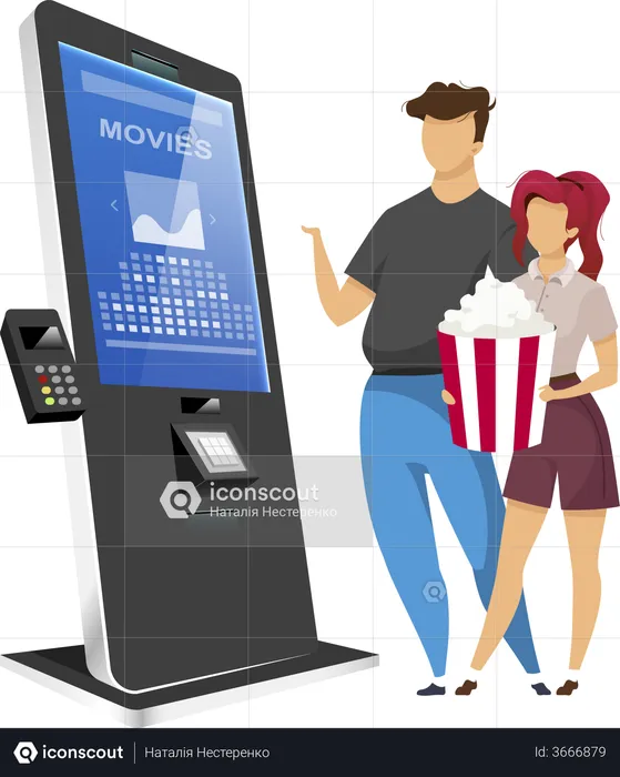 Couple buying cinema tickets  Illustration