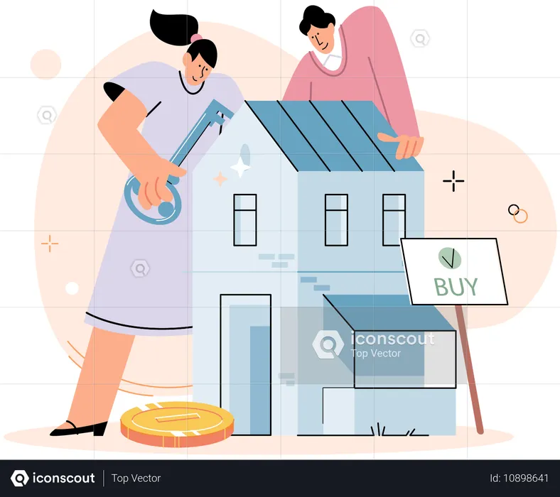 Couple buying house  Illustration