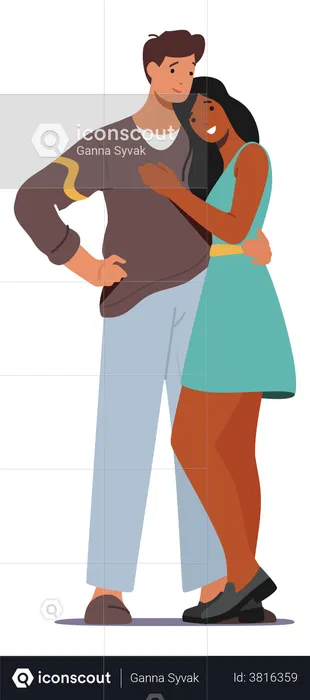 Couple, étreindre  Illustration