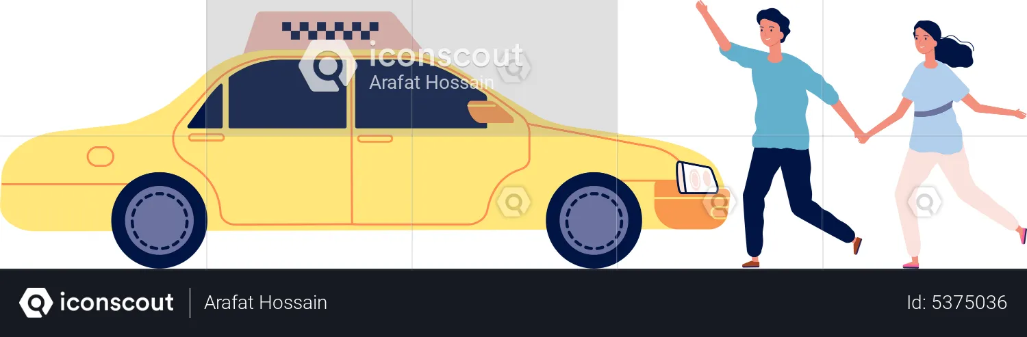 Couple call taxi  Illustration