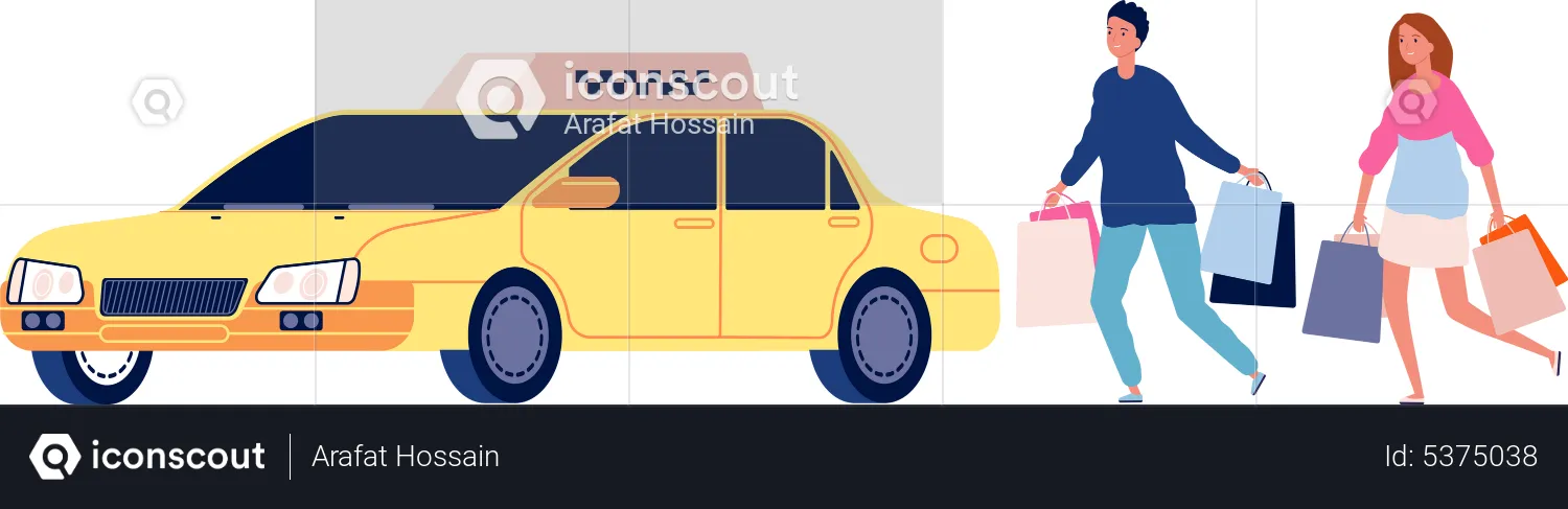 Couple calling cab service  Illustration
