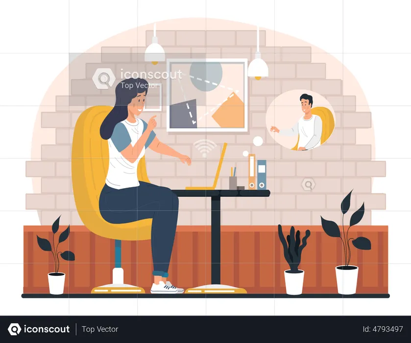 Couple calling via video call  Illustration