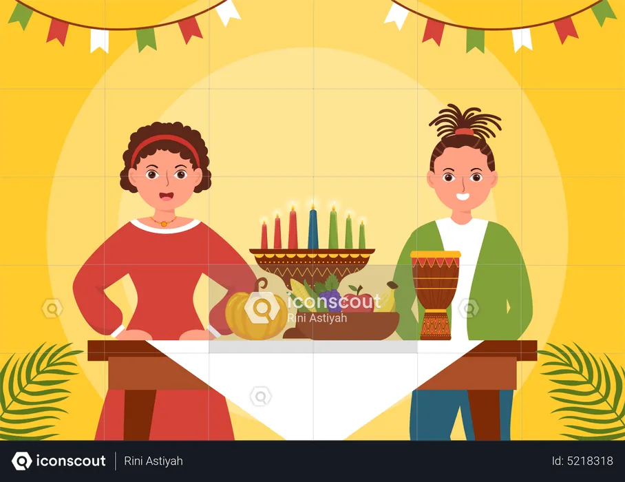 Couple célébrant Happy Kwanzaa  Illustration