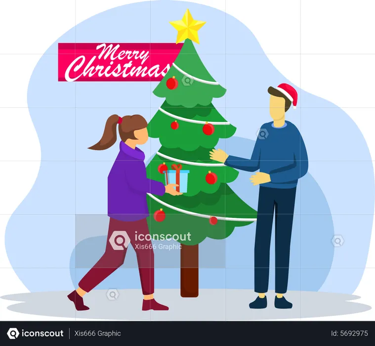 Couple celebrate christmas  Illustration