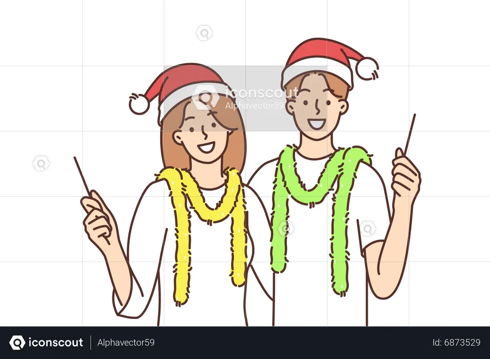 Couple celebrate christmas  Illustration