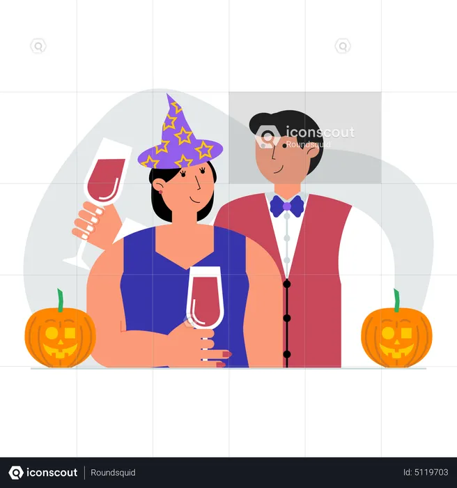 Couple celebrate halloween  Illustration