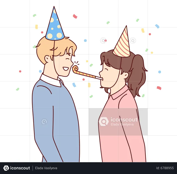 Couple celebrate party  Illustration