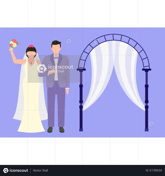 Couple celebrate wedding ceremony  Illustration