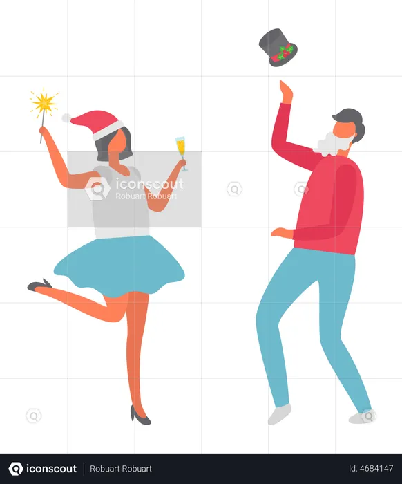 Couple celebrating christmas  Illustration