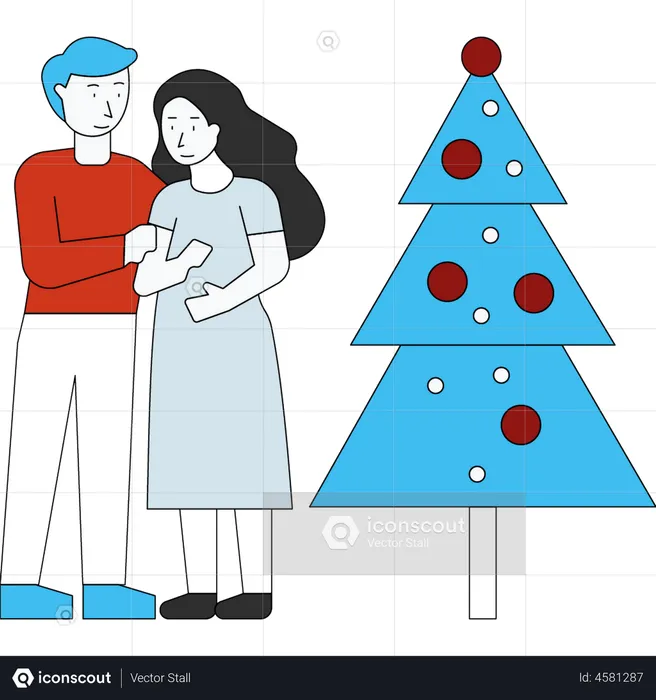 Couple celebrating Christmas  Illustration