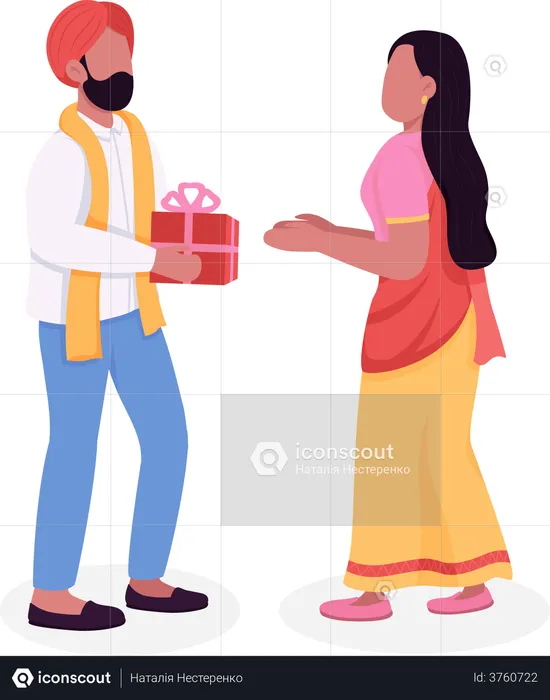 Couple celebrating Diwali  Illustration