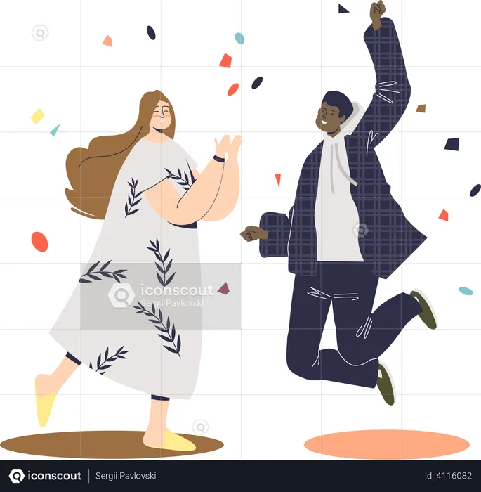 Couple celebrating event  Illustration