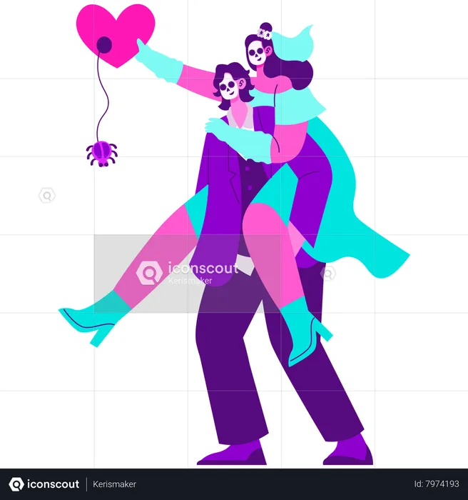 Couple celebrating halloween day  Illustration