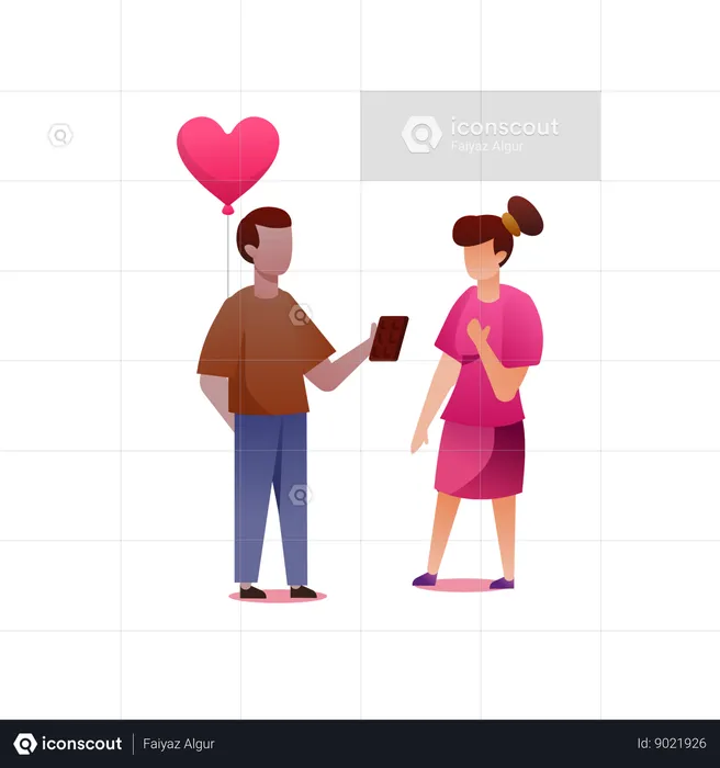 Couple Celebrating Valentine  Illustration