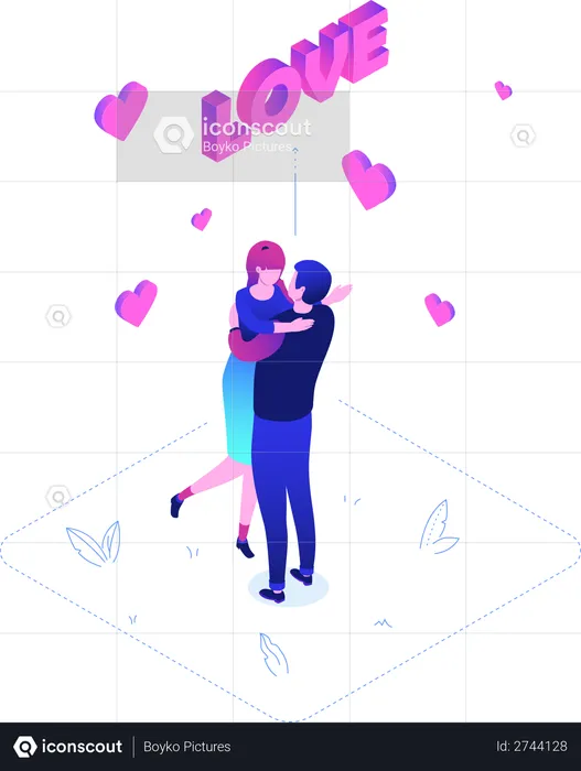 Couple Celebrating Valentine  Illustration