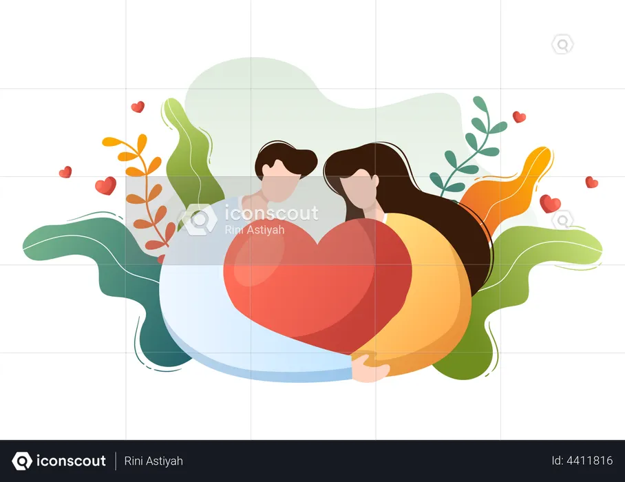 Couple celebrating Valentine  Illustration