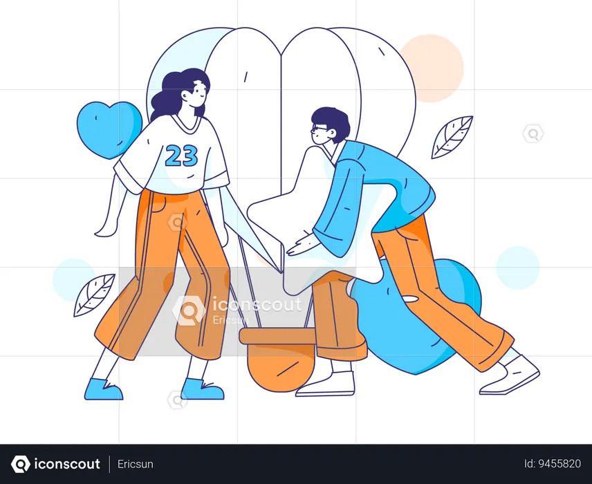 Couple celebrating valentine day together  Illustration