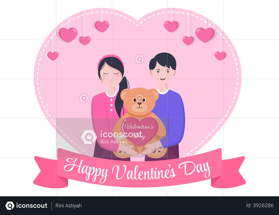 Couple celebrating Valentine's Day  Illustration