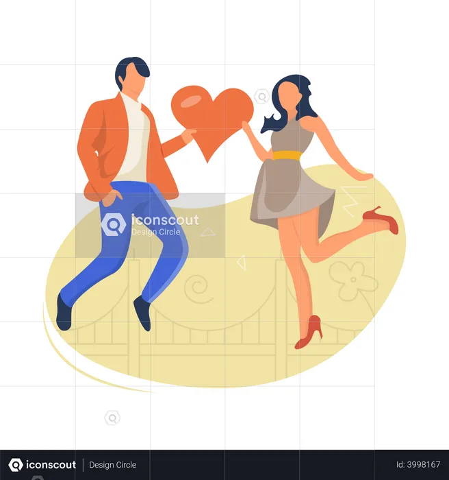 Couple celebrating valentines day  Illustration