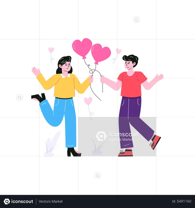 Couple celebrating valentines day  Illustration