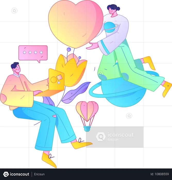 Couple celebrating wedding anniversary  Illustration