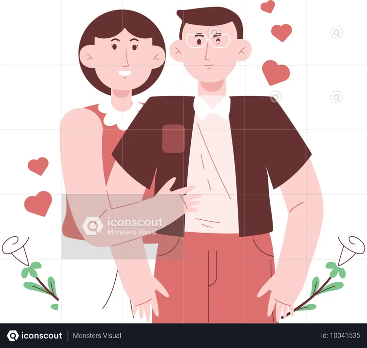 Couple celebrating wedding anniversary  Illustration