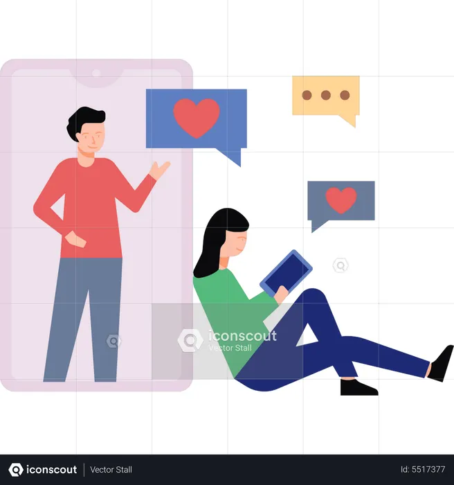 Couple discutant sur mobile  Illustration