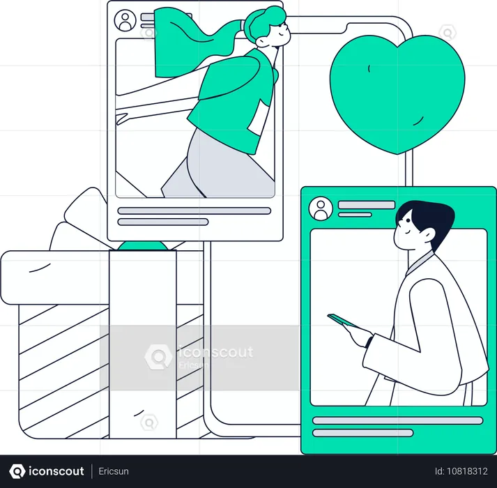 Couple chatting on Dating app  Illustration