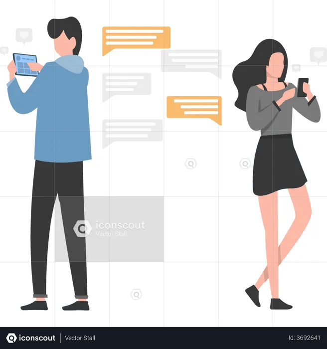 Couple chatting on social media  Illustration