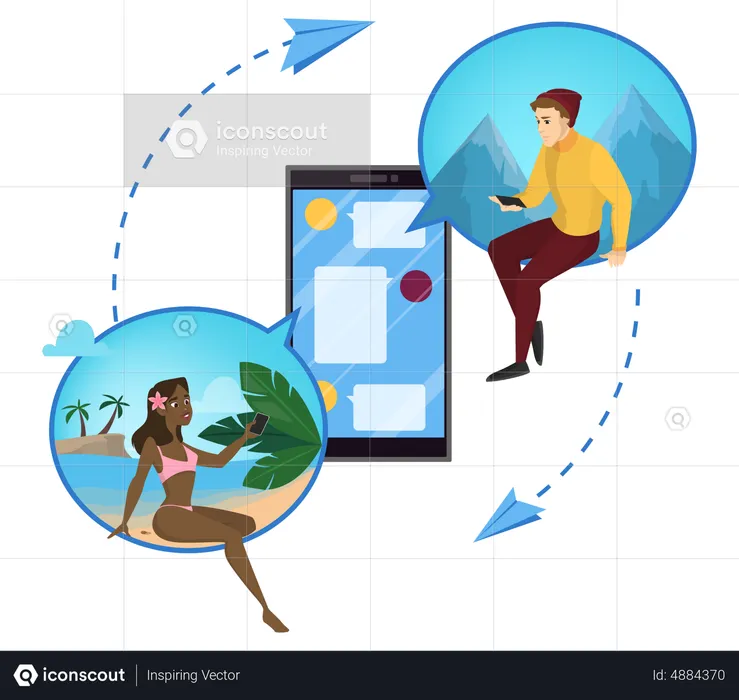 Couple chatting on social media  Illustration