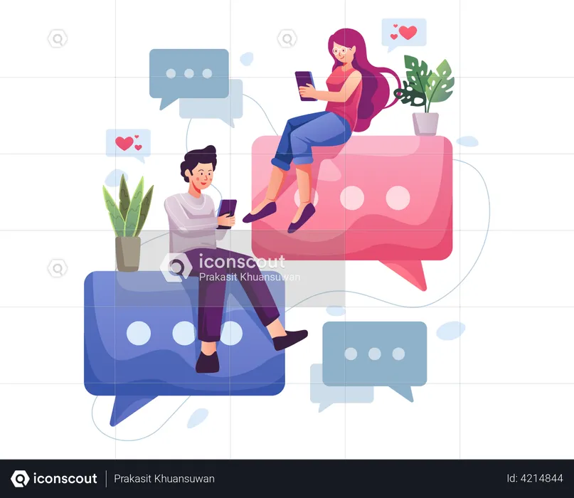 Couple chatting online  Illustration