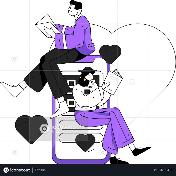 Couple chatting online  Illustration