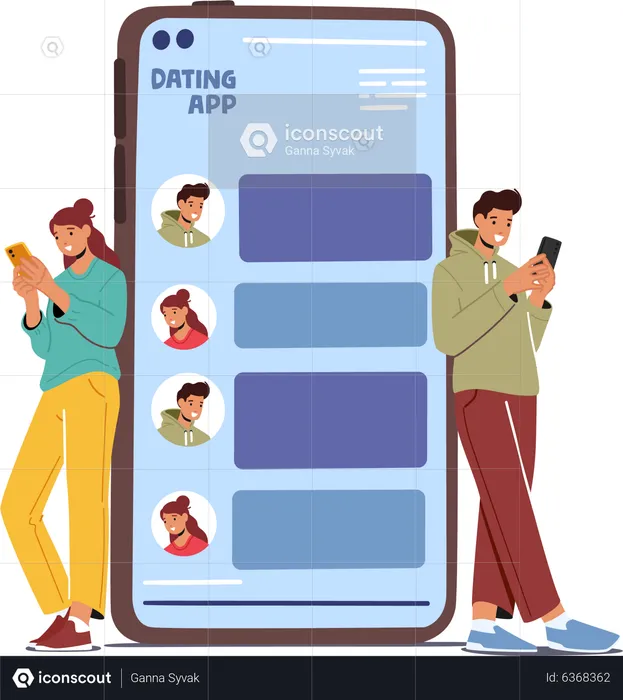 Couple chatting online via dating app  Illustration