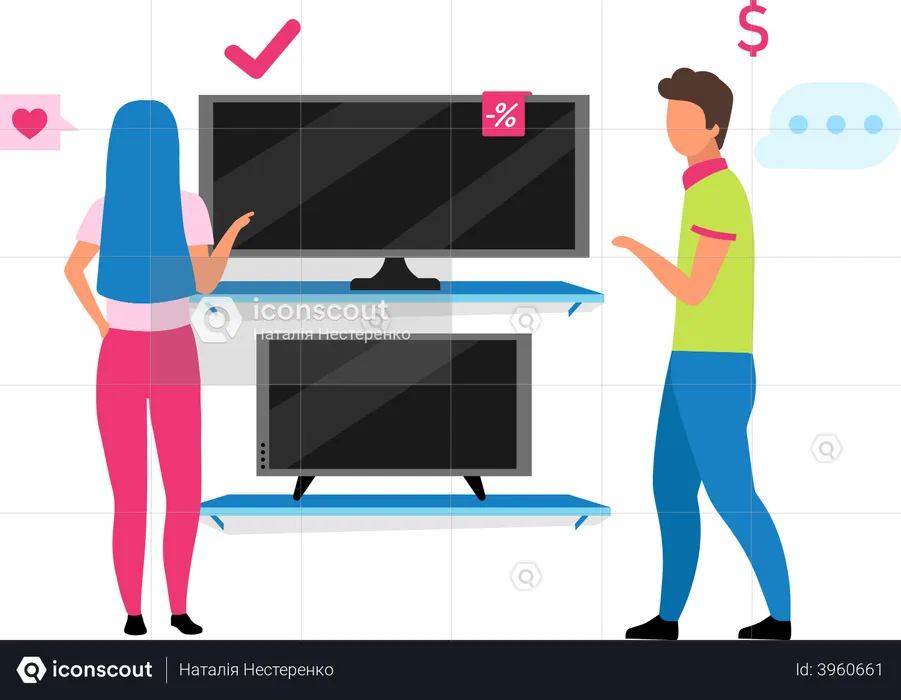 Couple choosing tv  Illustration