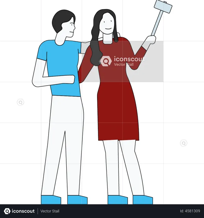 Couple clicking selfie  Illustration