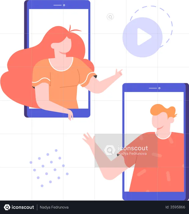 Couple communicating through video call  Illustration