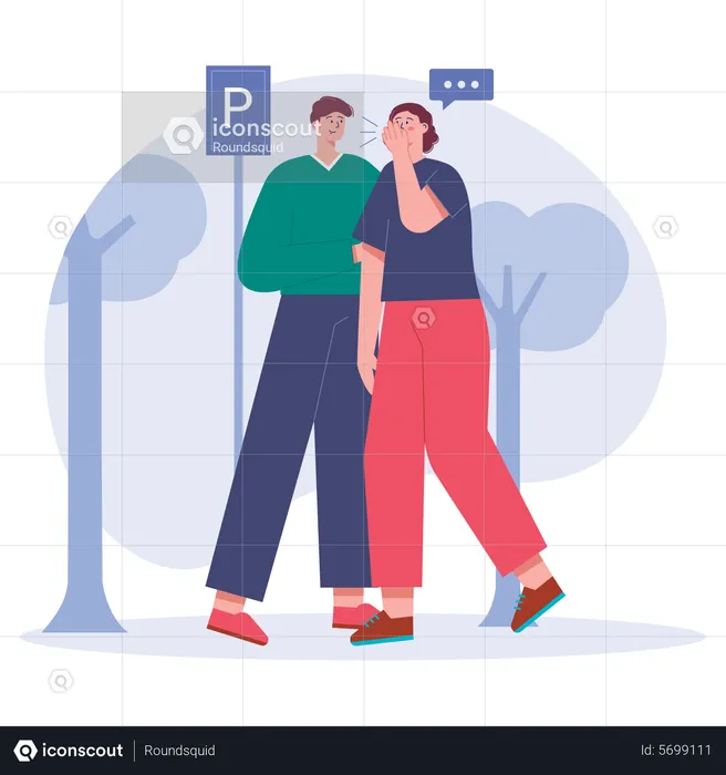 Couple communication in park  Illustration