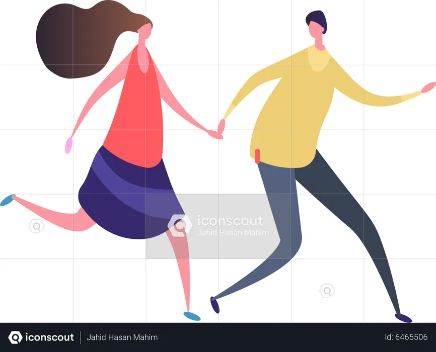 Couple qui court  Illustration