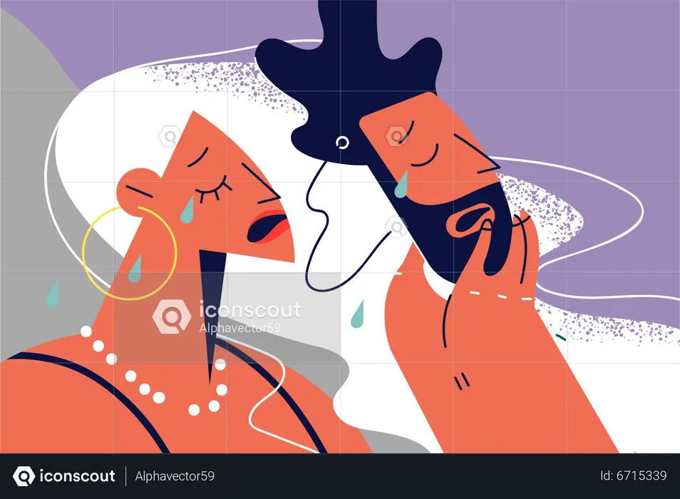 Couple crying together  Illustration